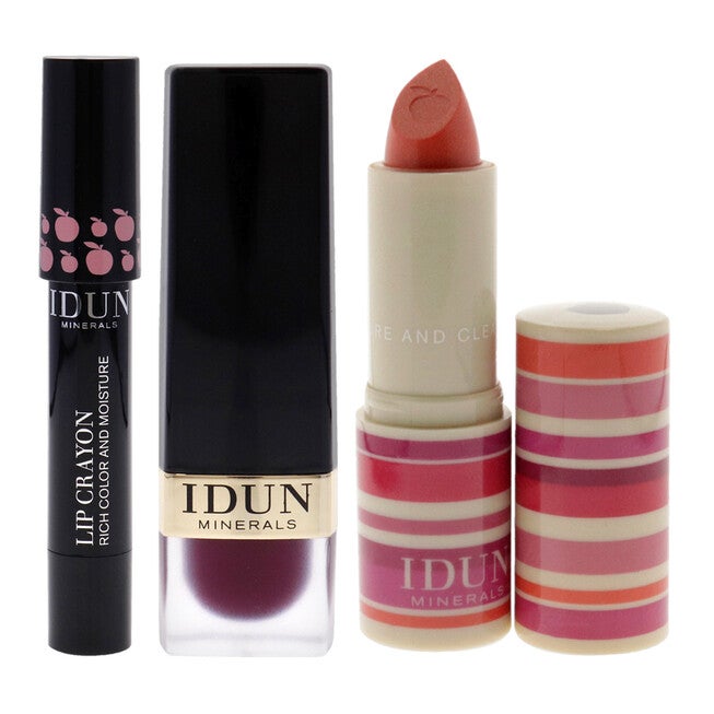Creme Lipstick - 206 Sylvia -203 Frida and Lip Crayon - 401 Agnetha Kit by Idun Minerals for Women - 3 Pc Kit 2 x 0.13oz Lipstick, 0.09oz Lipstick, NA, alternate image number null