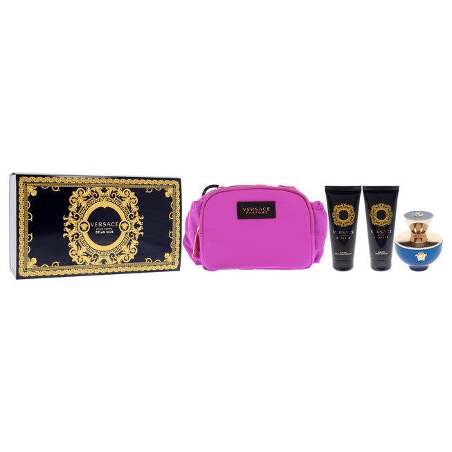 Dylan Blue by Versace for Women - 4 Pc Gift Set - 3.4oz EDP Spray, 3.4oz Sublime Body Lotion, 3.4oz Sublime Bath and Shower Gel, Makeup Case, , alternate image number null
