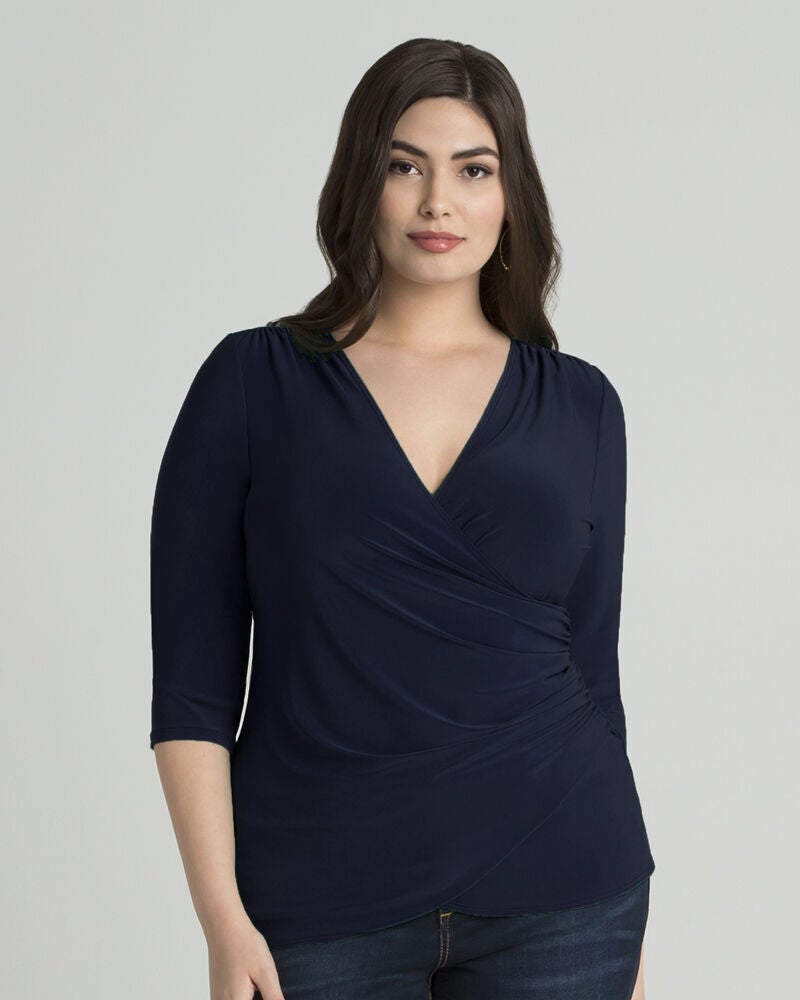 Femme Fatale Faux Wrap Top, Nouveau Navy, hi-res image number 0