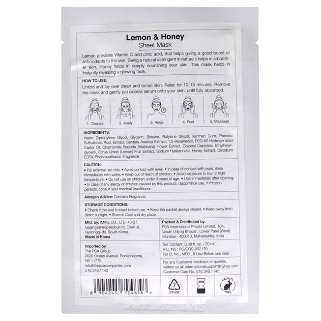 Skin Secrets Sheet Mask - Lemon and Honey by Nykaa Naturals for Women - 1 Pc Mask, , alternate image number null