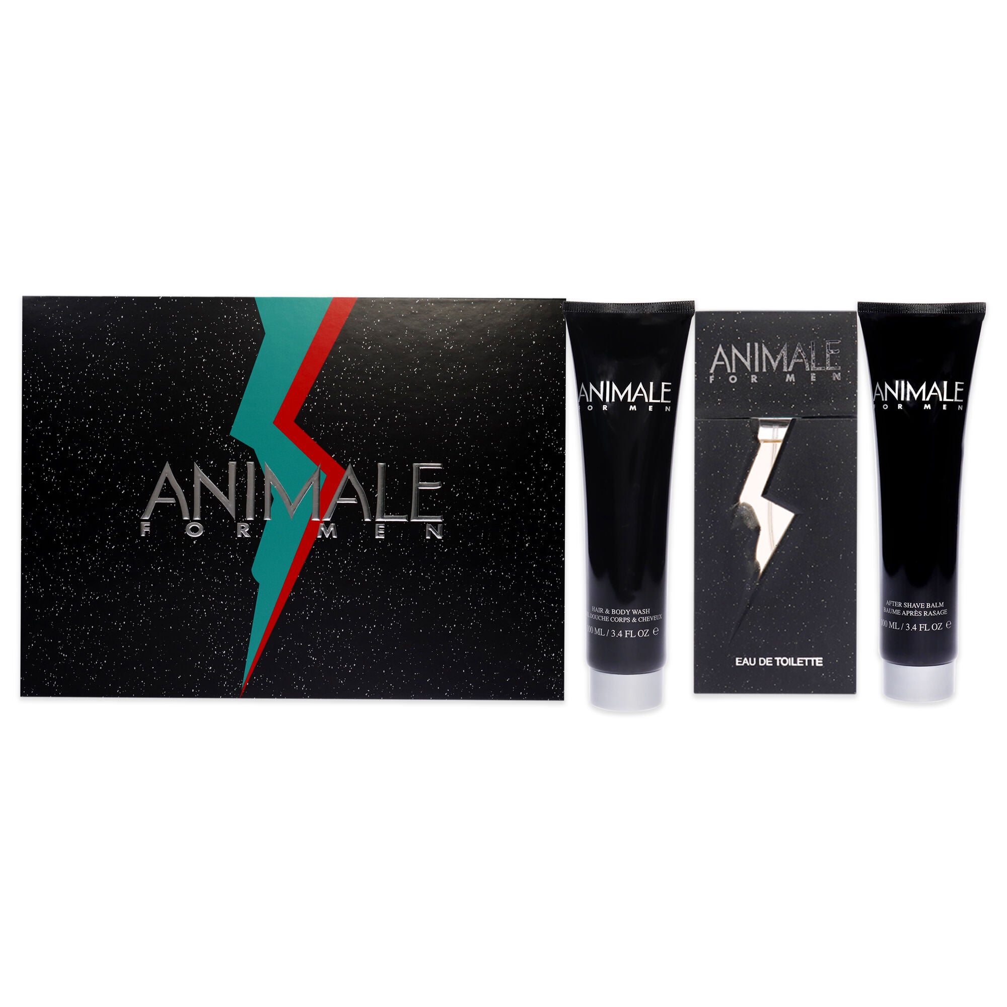 Animale by Animale for Men - 3 Pc Gift Set 3.4oz EDT Spray, 3.4oz After Shave Balm, 3.4oz Hair and Body Wash, Clear, hi-res image number 0