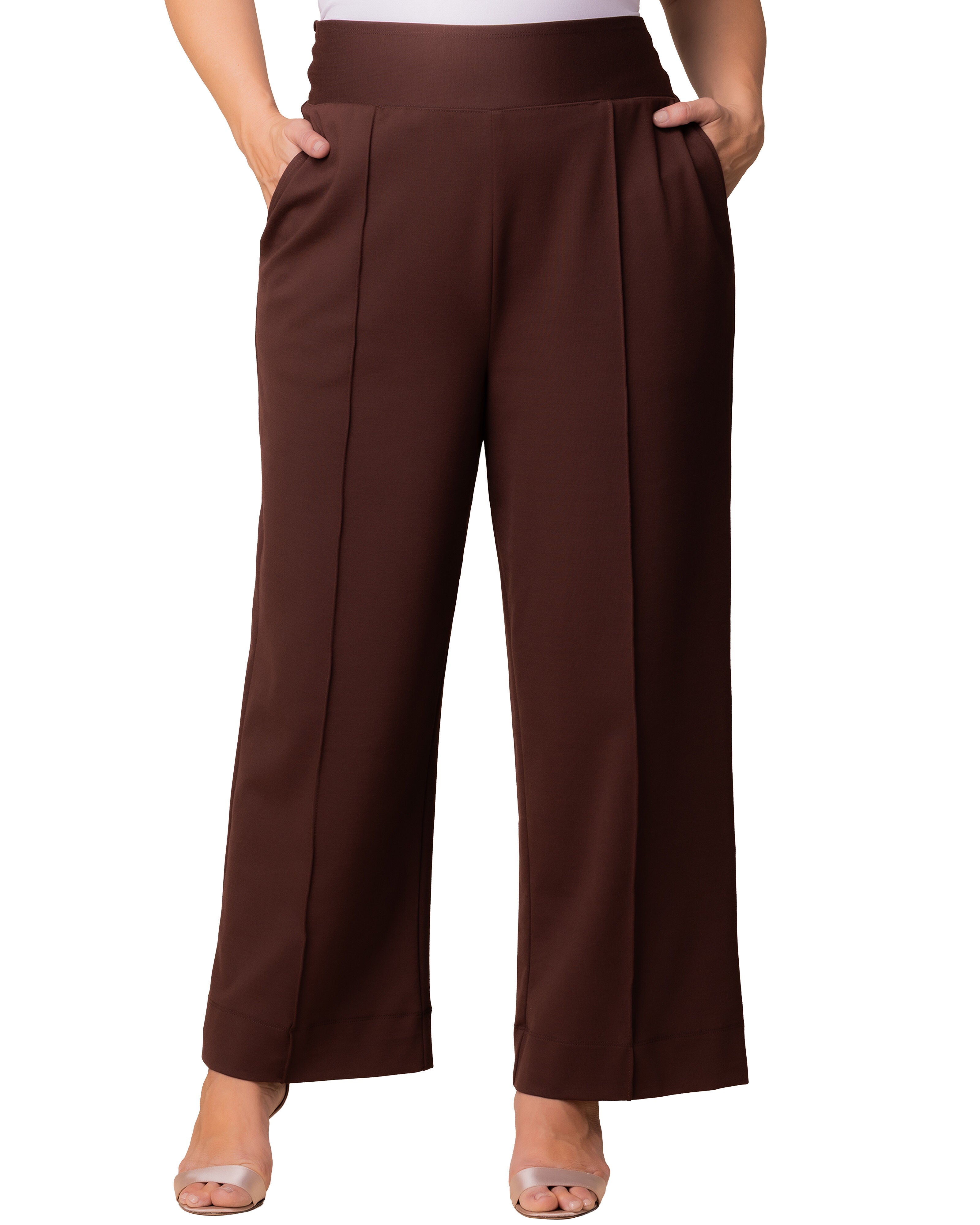 Polished Ponte Pants, CHOCOLATE / Brown, hi-res image number 0