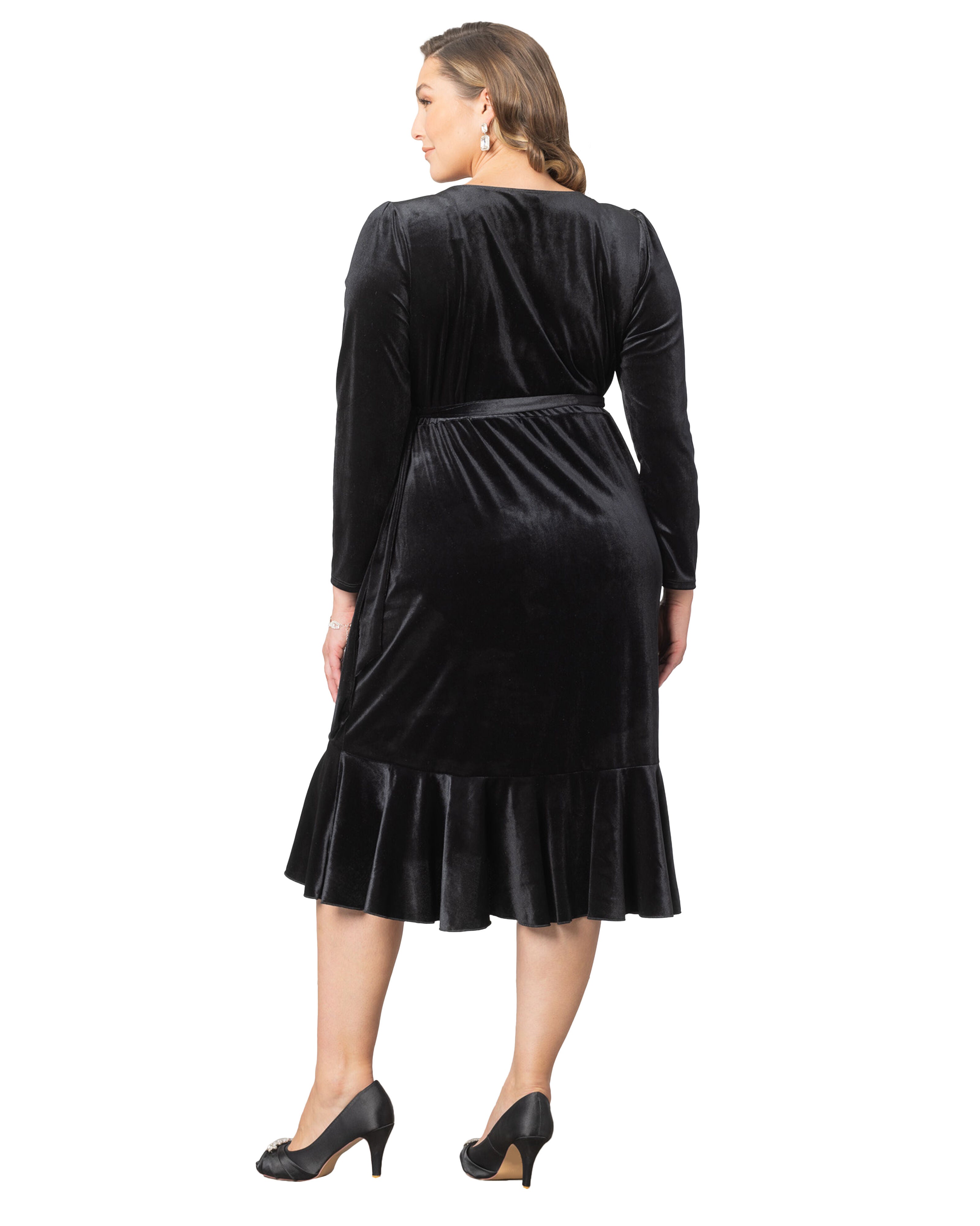 Viola Velvet Long Sleeve Wrap Dress, ONYX / Black, alternate image number 1