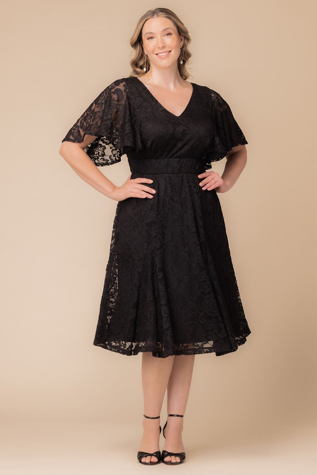 black lace tea dress Leaf Lace Homecoming Dress Tea Length