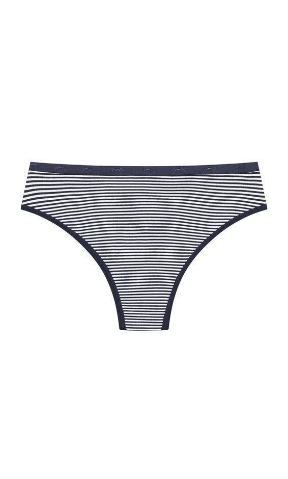 Cotton Stripe Thong - indigo, , alternate image number null