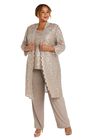Three-Piece Pant Set with Metallic Lace Detail, Champagne, hi-res image number null