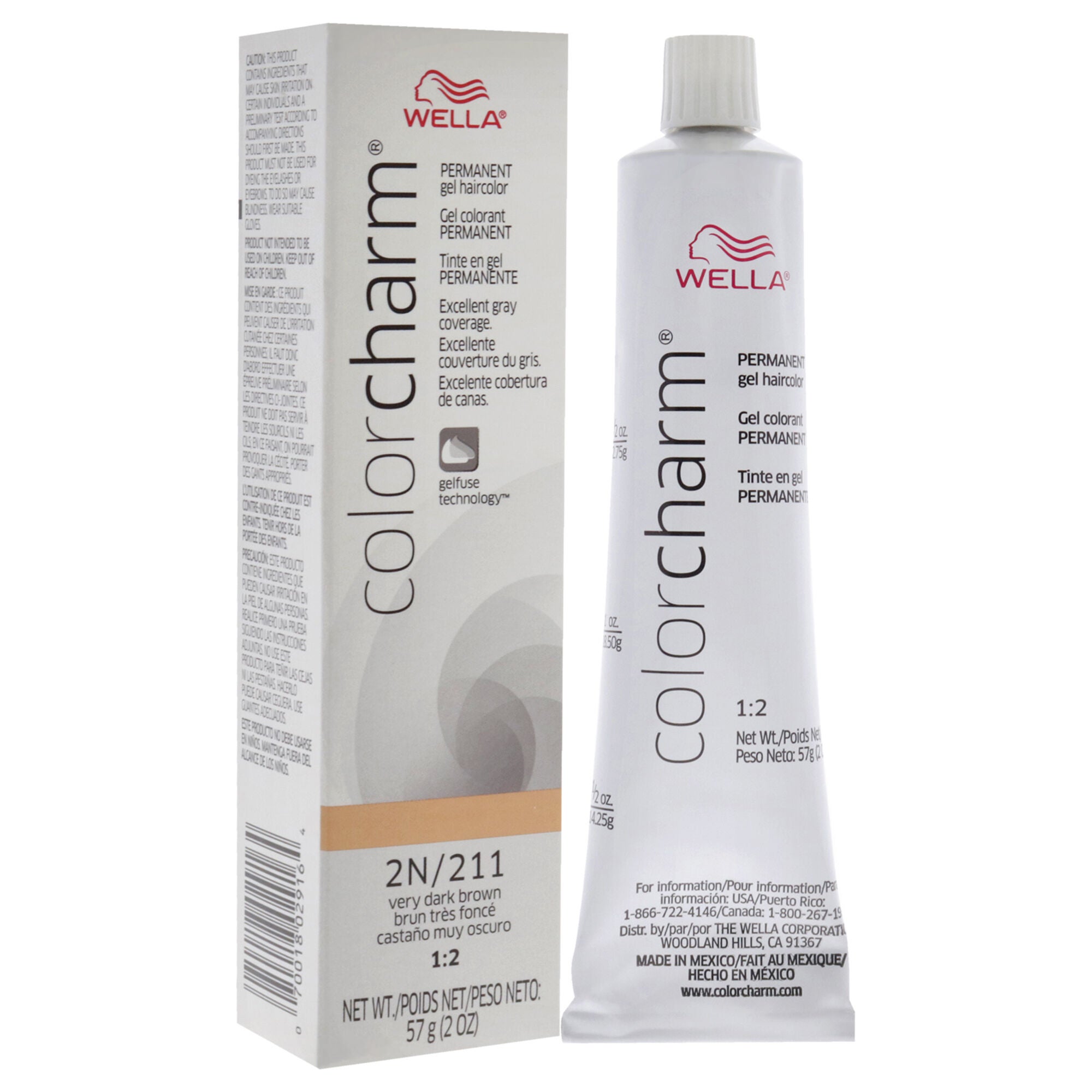 Color Charm Permanent Hair Color Gel - 2N 211 Very Dark Brown by Wella for Unisex - 2 oz Hair Color, , alternate image number 6