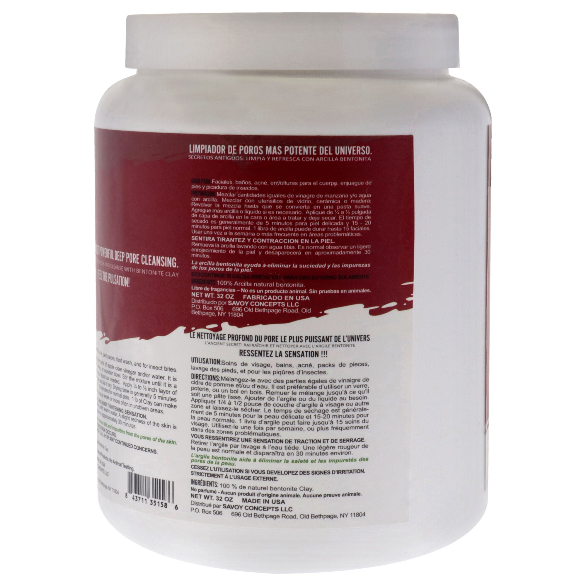 Powerful Deep Pore Cleansing Bentonite Clay by Mayan Magic Mud for Unisex - 32 oz Cleanser, , alternate image number 3