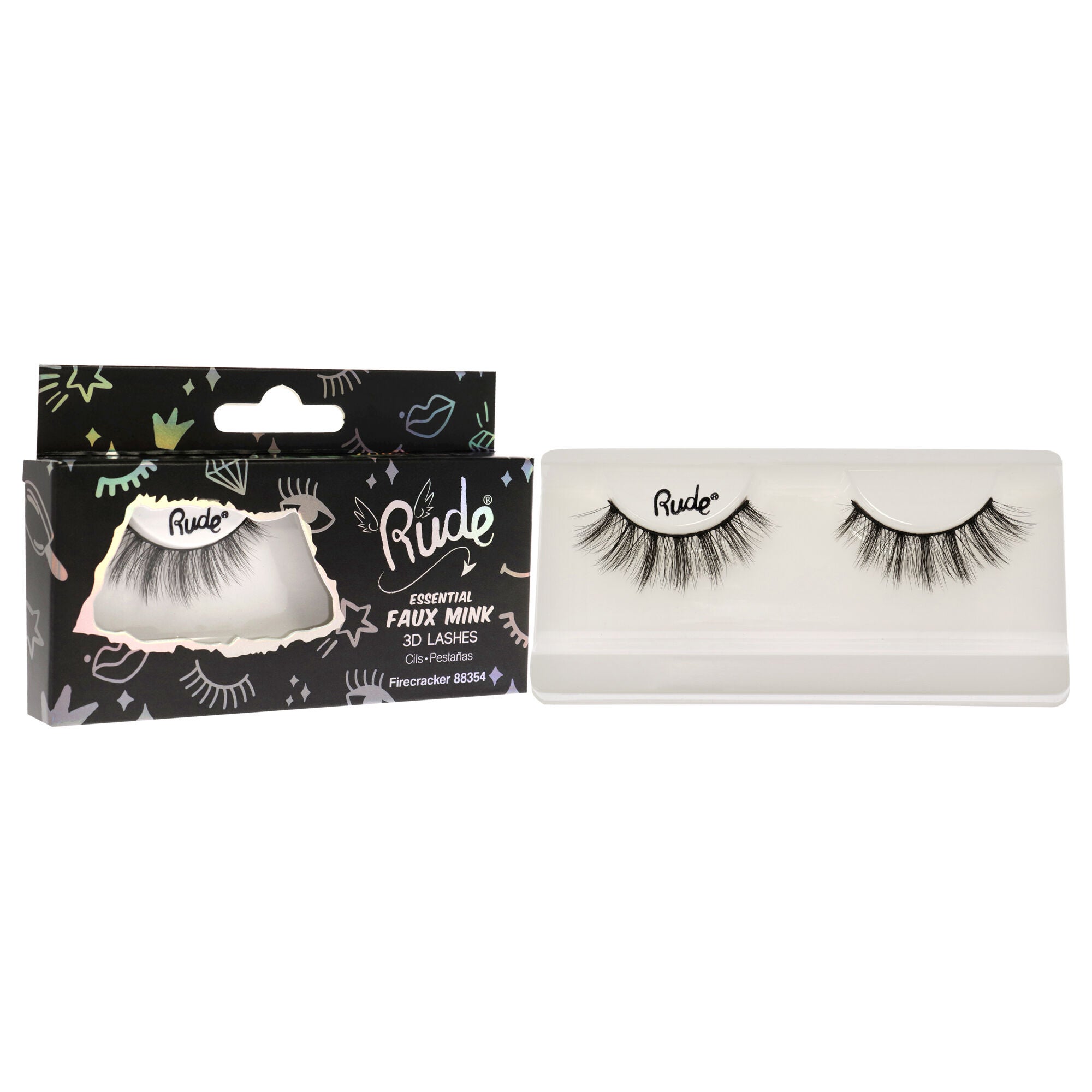 Essential Faux Mink 3D Lashes - Firecracker by Rude Cosmetics for Women - 1 Pc Pair, See Description, alternate image number 2