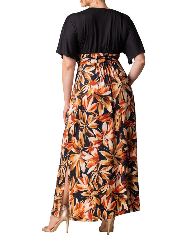 HAVANA COLOR BLOCK MAXI DRESS, HARVEST FEST / Black, alternate image number null