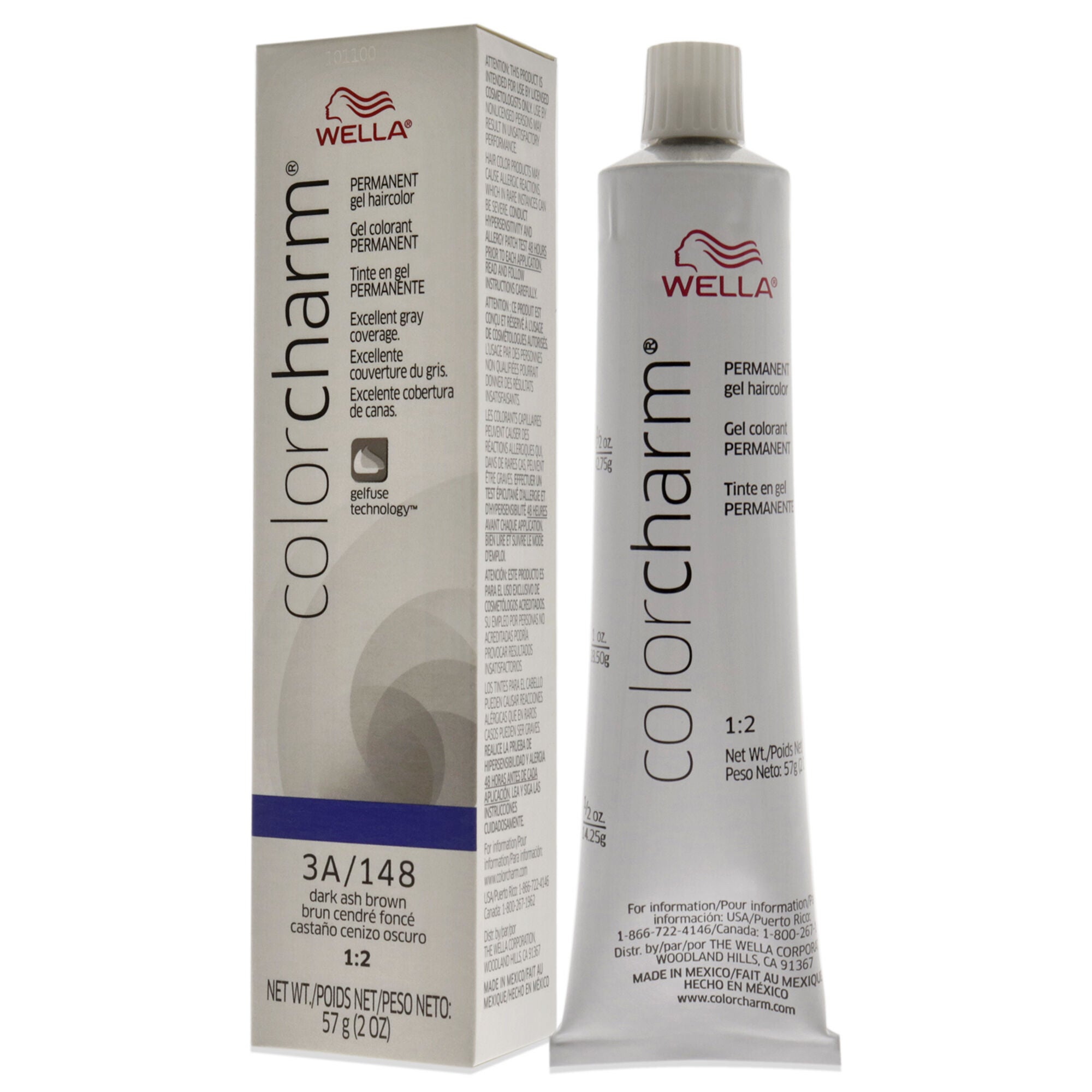 Color Charm Permanent Hair Color Gel - 148 3A Dark Ash Brown by Wella for Unisex - 2 oz Hair Color, See Description, alternate image number 3