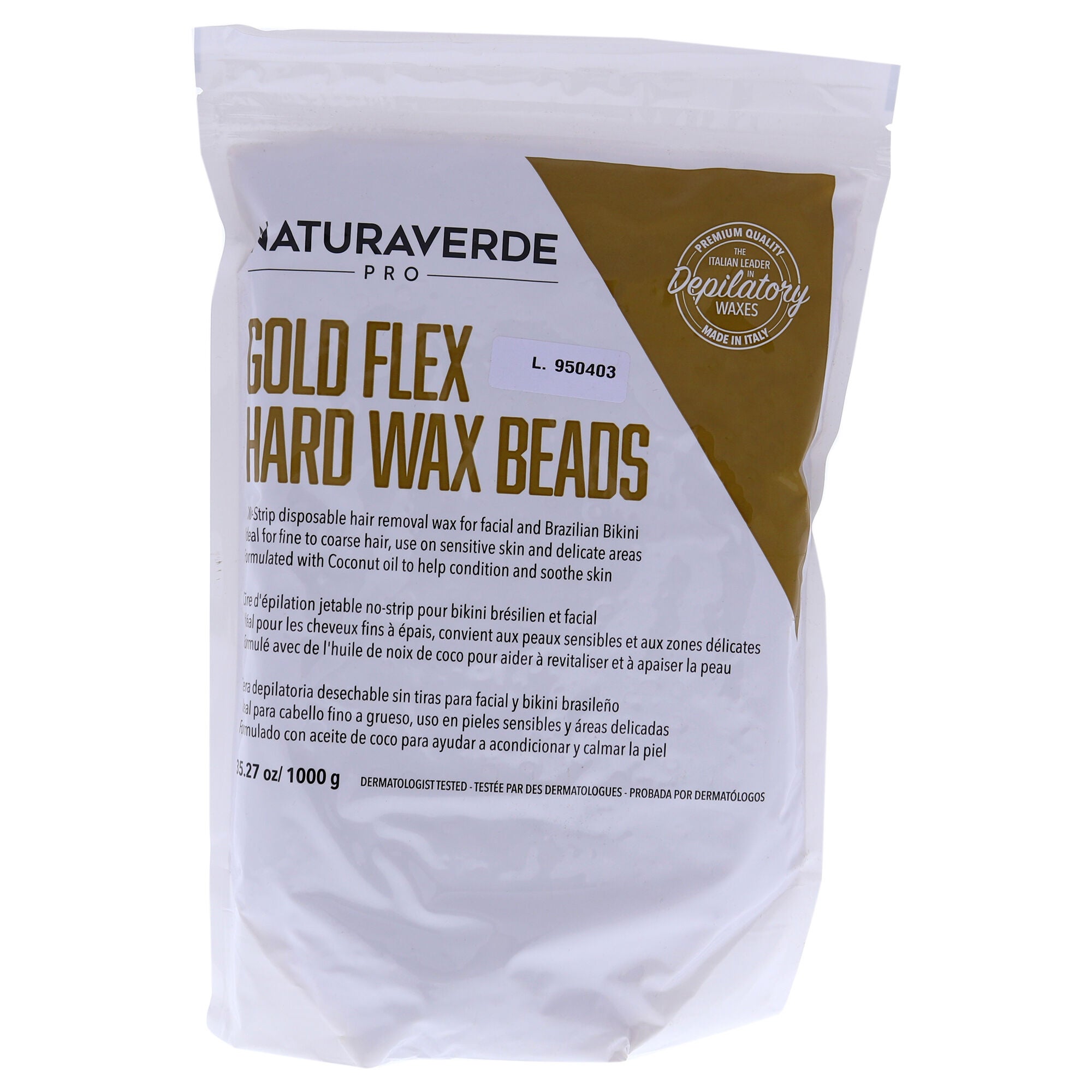 Natura Verde Pro Gold Hard Flex Wax Beads by Natura Verde for Unisex - 35.27 oz Wax, See Description, hi-res image number 0