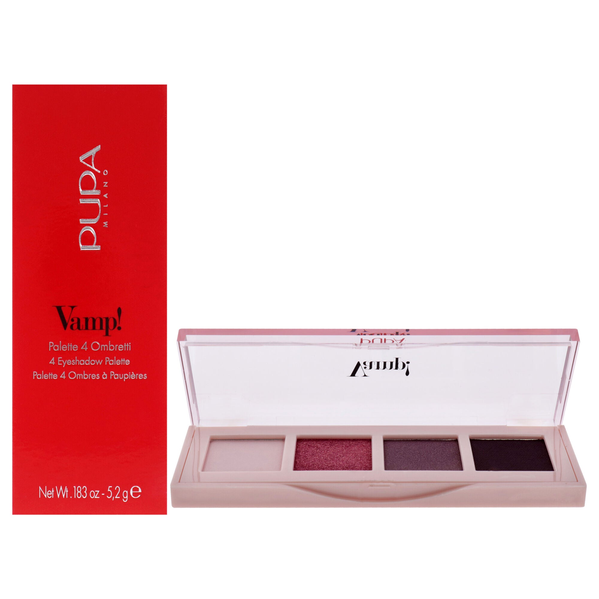 Vamp! 4 Eyeshadow Palette - 004 Vibrant Plum by Pupa Milano for Women - 0.183 oz Eye Shadow, See Description, hi-res image number 0