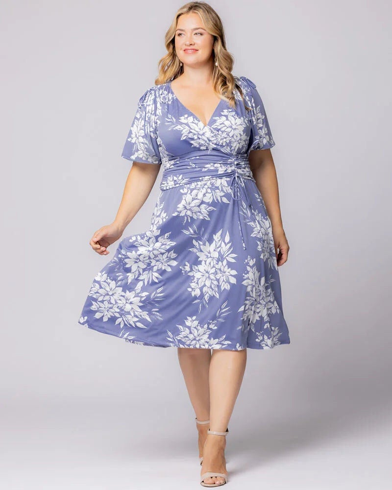 Jemma Ruched Tie Dress, Misty Lavender Florals, hi-res image number 0