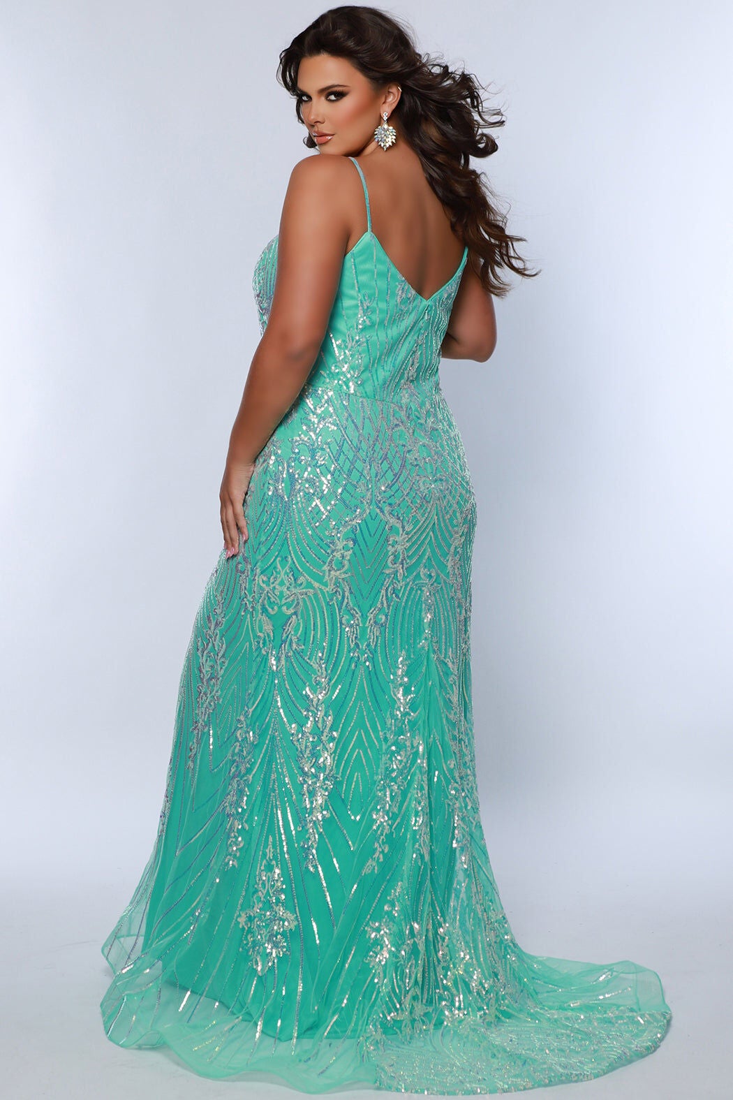 SUGAR CRUSH TRUMPET GOWN, Mint / Mint, alternate image number 1
