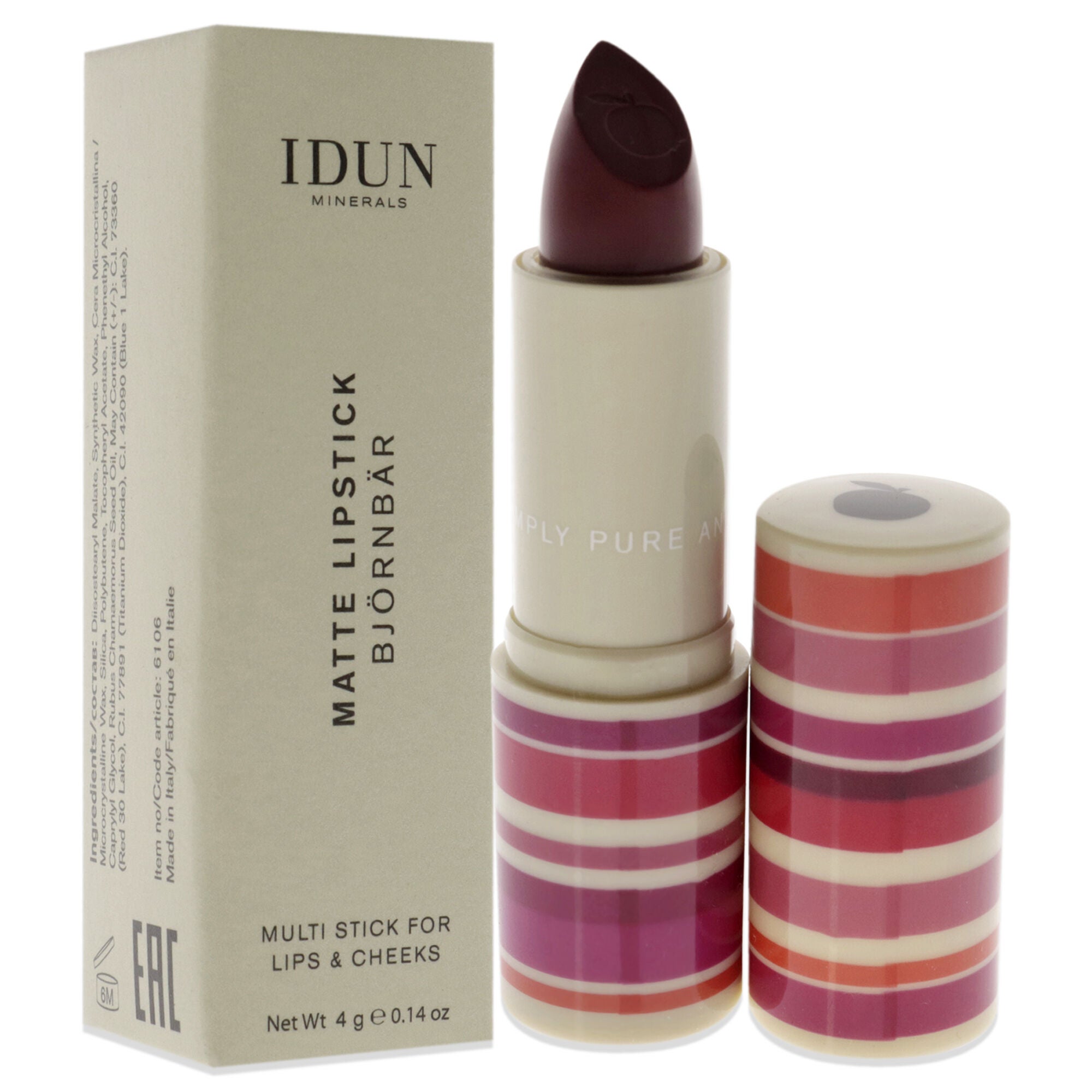 Matte Lipstick - 106 Bjornbar by Idun Minerals for Women - 0.14 oz Lipstick, , alternate image number 6