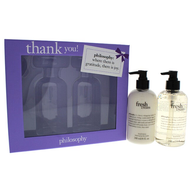 Thank You by Philosophy for Unisex - 2 Pc Set 2 x 8oz Fresh Cream Hand Wash & Hand Lotion, See Description, hi-res image number 0