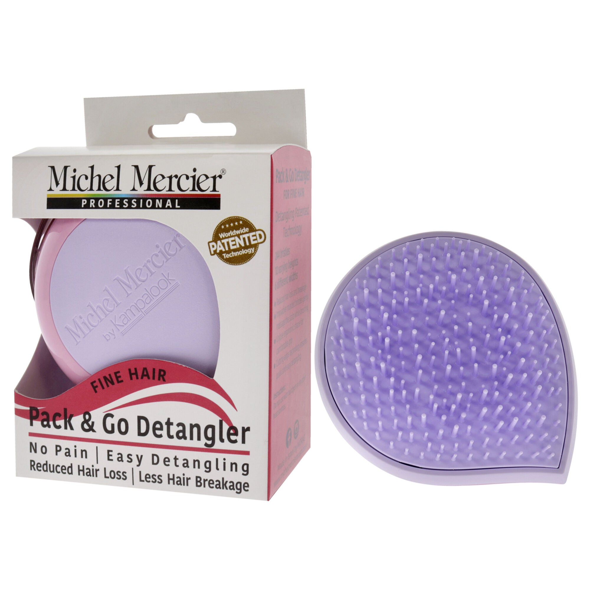 Pack and Go Detangler Fine Hair - Purple-Pink by Michel Mercier for Unisex - 1 Pc Hair Brush, See Description, alternate image number 3