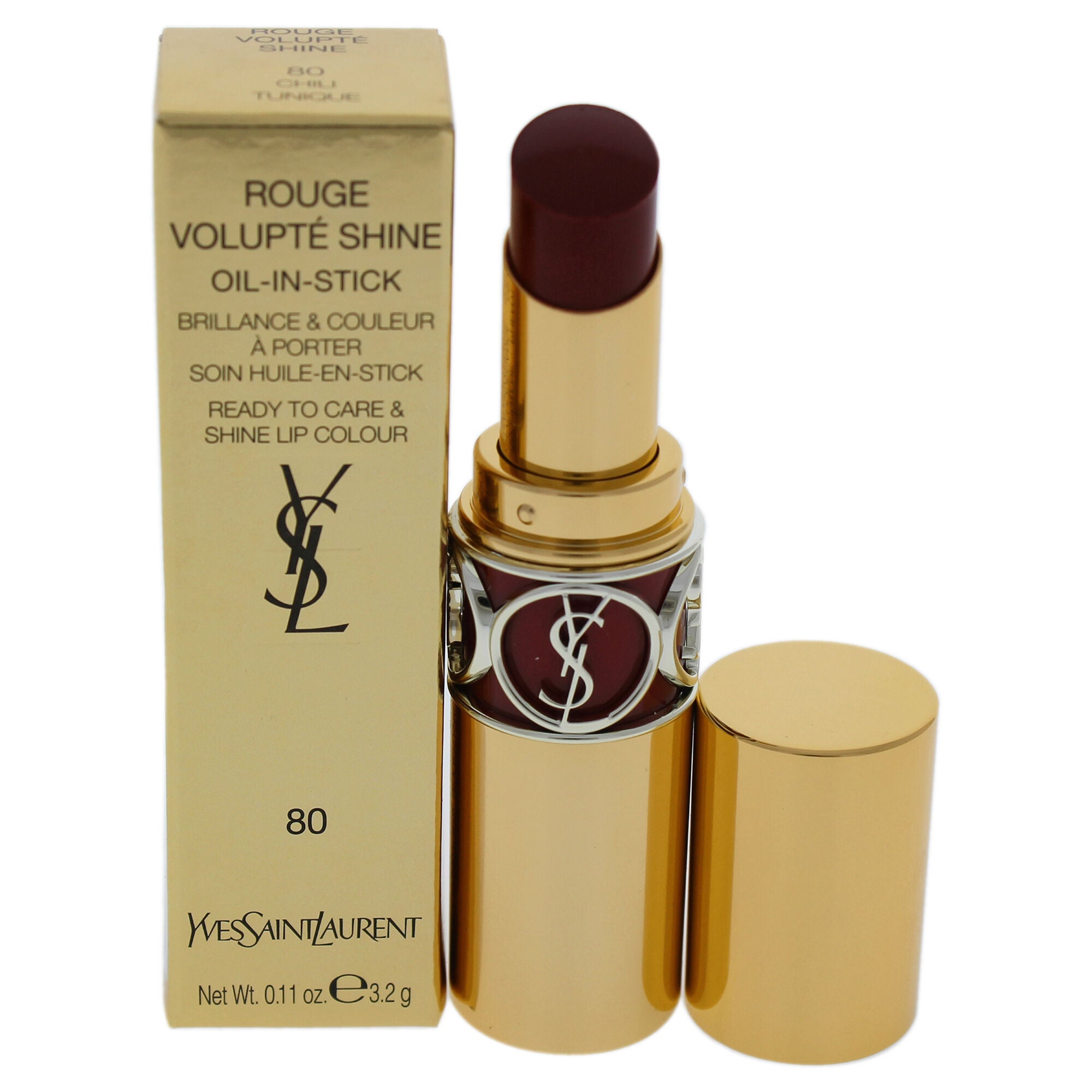 Rouge Volupte Shine Oil-In-Stick Lipstick - 80 Chili Tunique by Yves Saint Laurent for Women - 0.11 oz Lipstick, See Description, hi-res image number 0