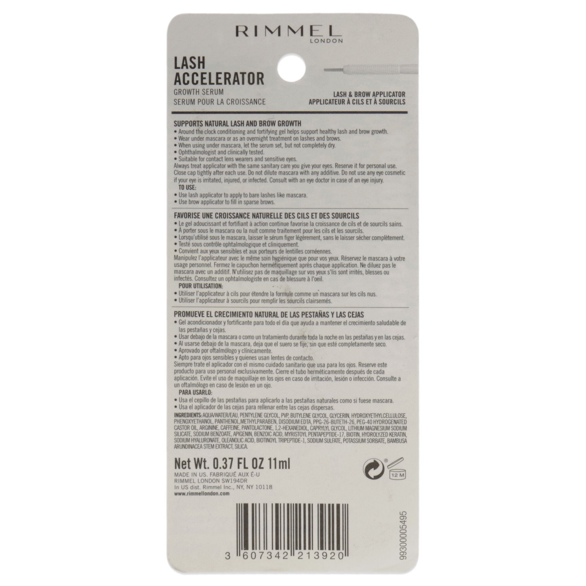 Lash Accelerator Growth Serum - 100 Clear by Rimmel London for Women - 0.37 oz Serum, See Description, alternate image number 2