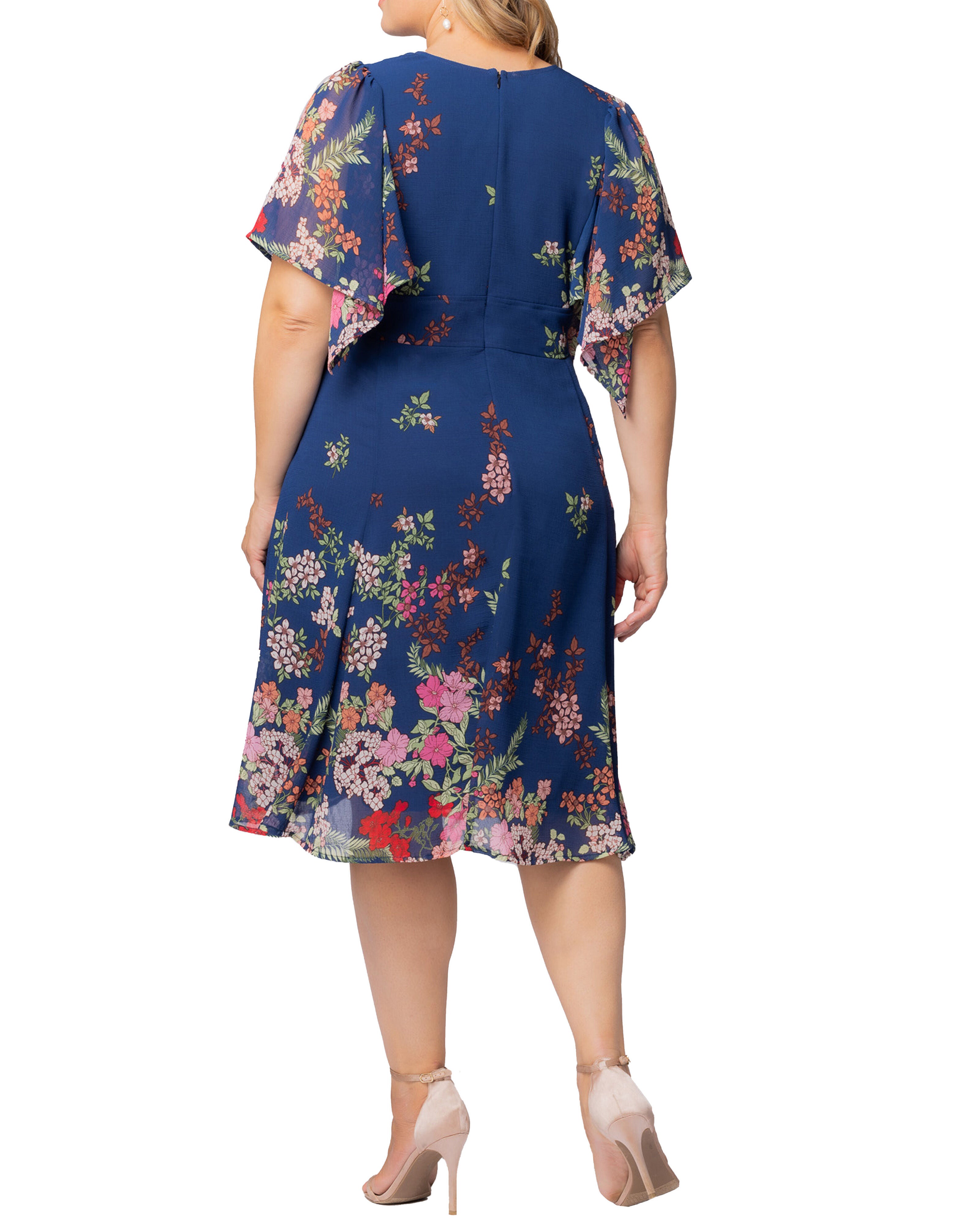 Breezy Border Print Cocktail Dress, TWILIGHT GARDEN BORDER / Royal Blue, alternate image number 1