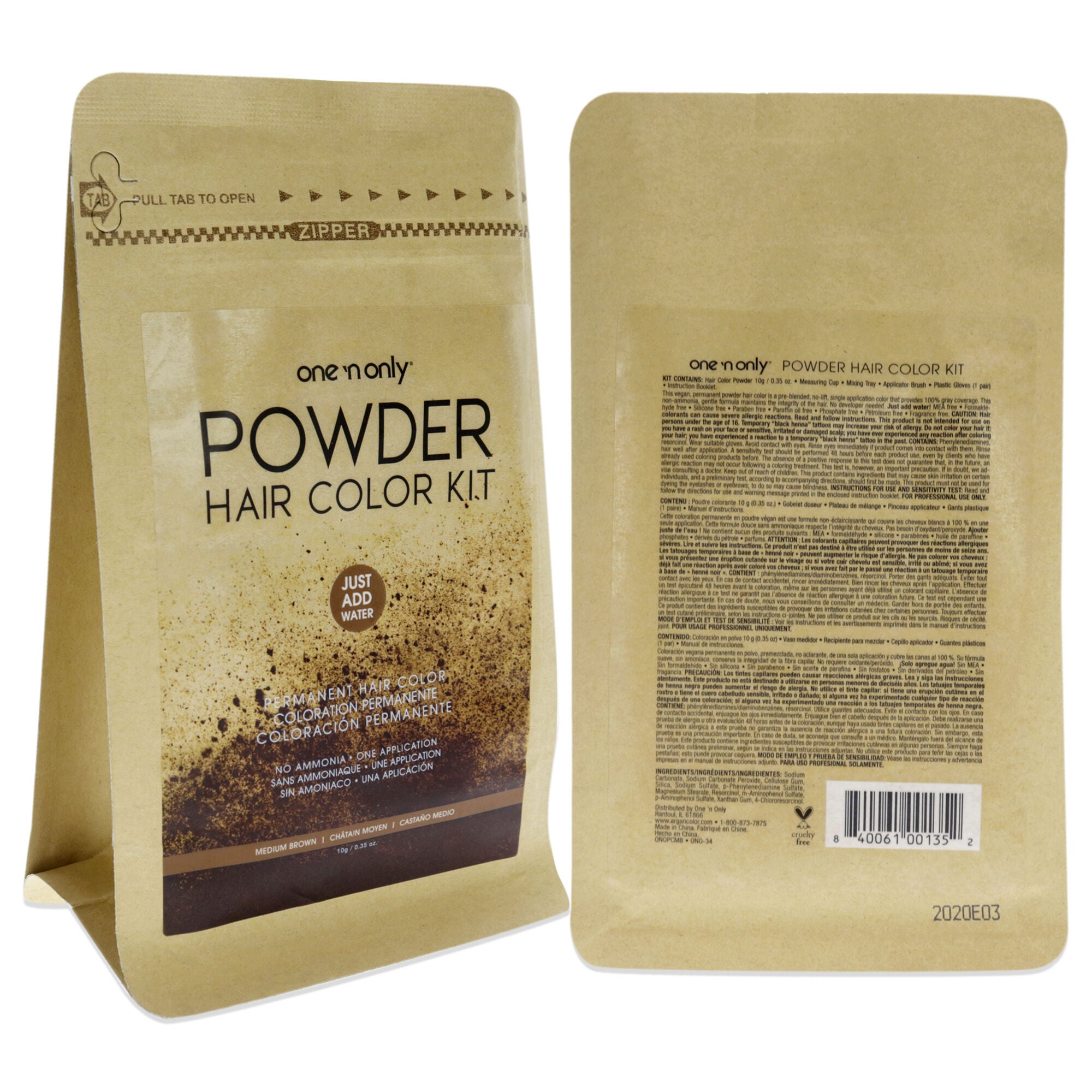 Powder Hair Color Kit - Medium Brown by One n Only for Unisex - 0.35 oz Hair Color, See Description, alternate image number 2