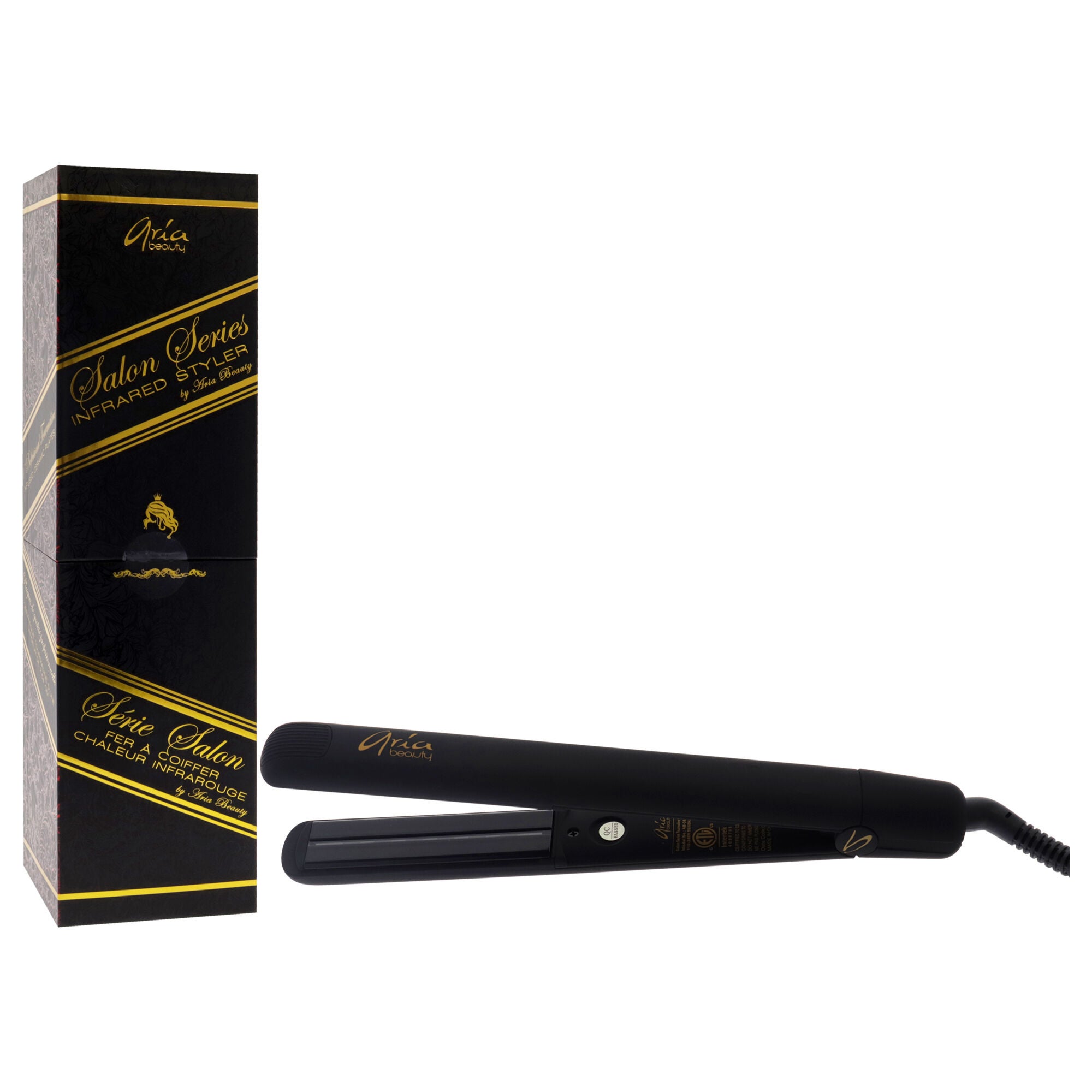Infused Ceramic Plates Hair Straightener Black by Aria Beauty for Women 1 Pc Flat Iron Woman Within