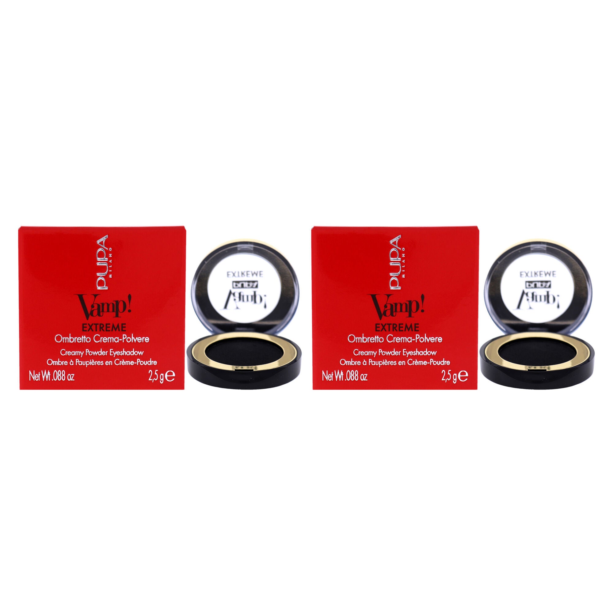 Vamp! Extreme Cream Powder Eyeshadow - 004 Extreme Black by Pupa Milano for Women - 0.088 oz Eye Shadow - Pack of 2, See Description, hi-res image number 0