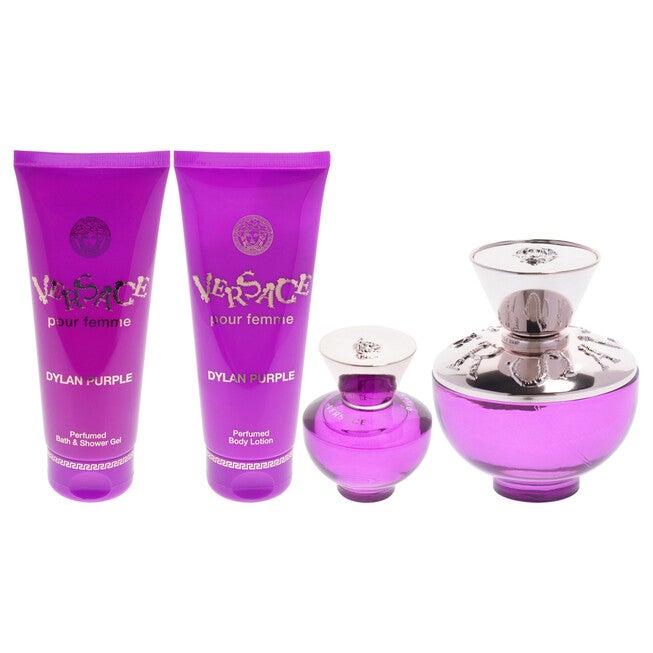 Dylan Purple by Versace for Women - 4 Pc Gift Set 3.4oz EDP Spray, 0.17oz EDP Spray Mini, 3.4oz Shower Gel, 3.4oz Body Lotion, NA, alternate image number null