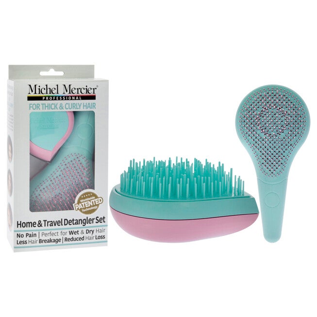 Home and Travel Detangler Set - Thick-Curly Hair by Michel Mercier for Unisex - 2 Pc The Classic Detangler Brush, The Travel Detangler Brush, See Description, alternate image number 1