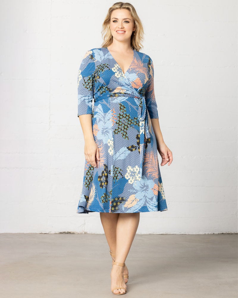 Essential Wrap Dress, Blue Botanicals, hi-res image number 0