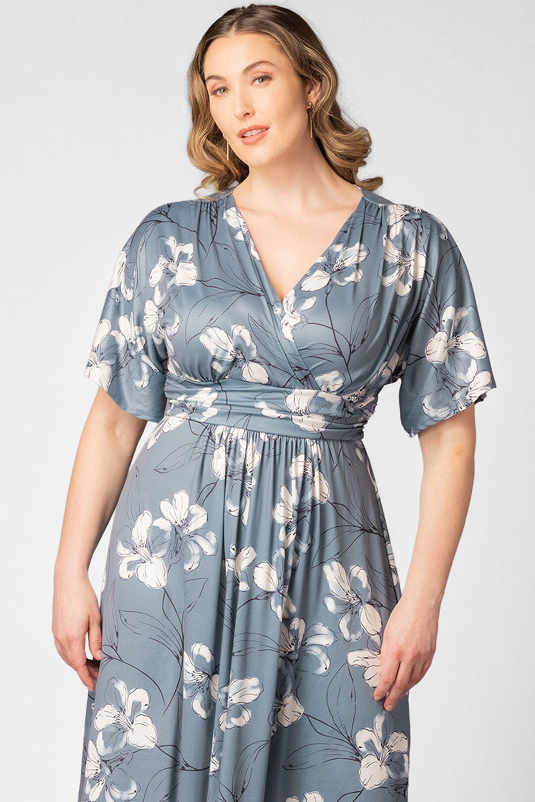 Vienna Maxi Dress, Grey Lily Print / White, alternate image number 2