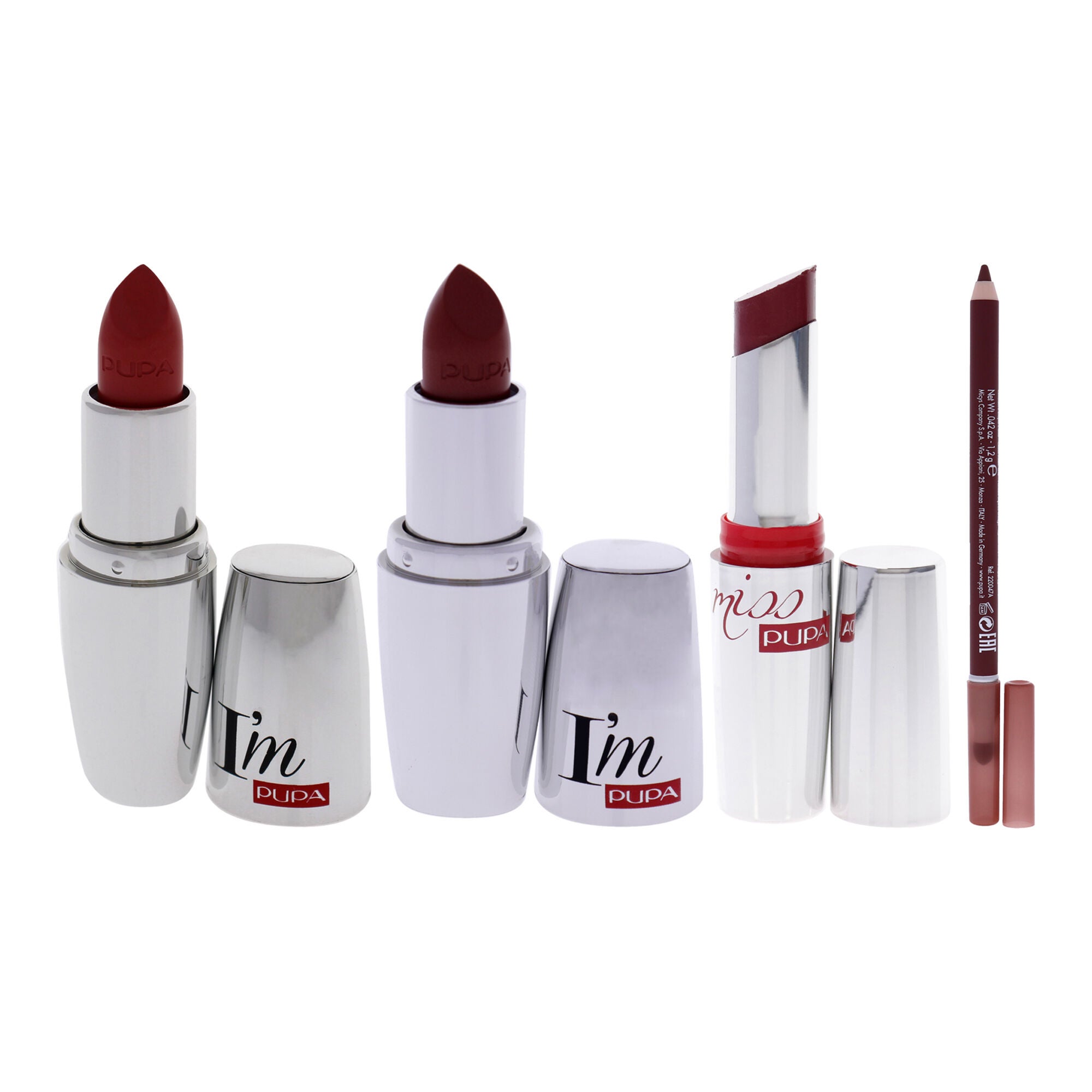 I Am Pure-Colour Lipstick With True Lips Blendable Lip Liner and Miss Pupa Lipstick Kit by Pupa Milano for Women - 4 Pc Kit, See Description, alternate image number 1