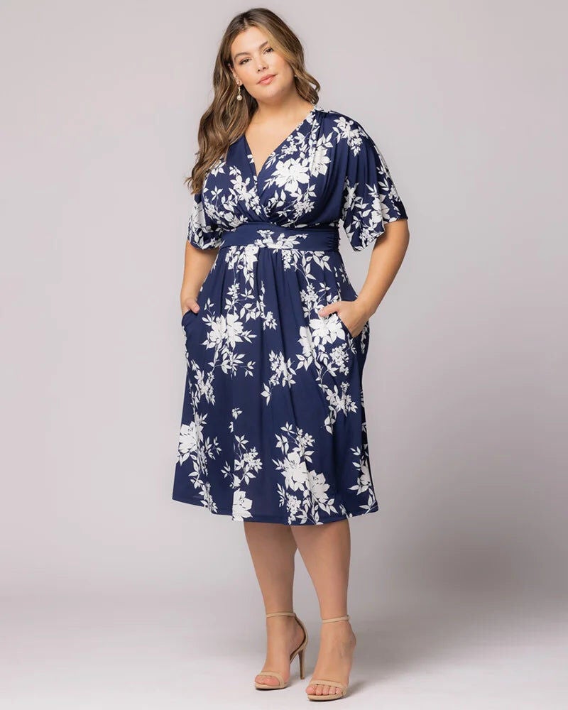 Gia Midi Dress, Navy Floral Print, hi-res image number 0