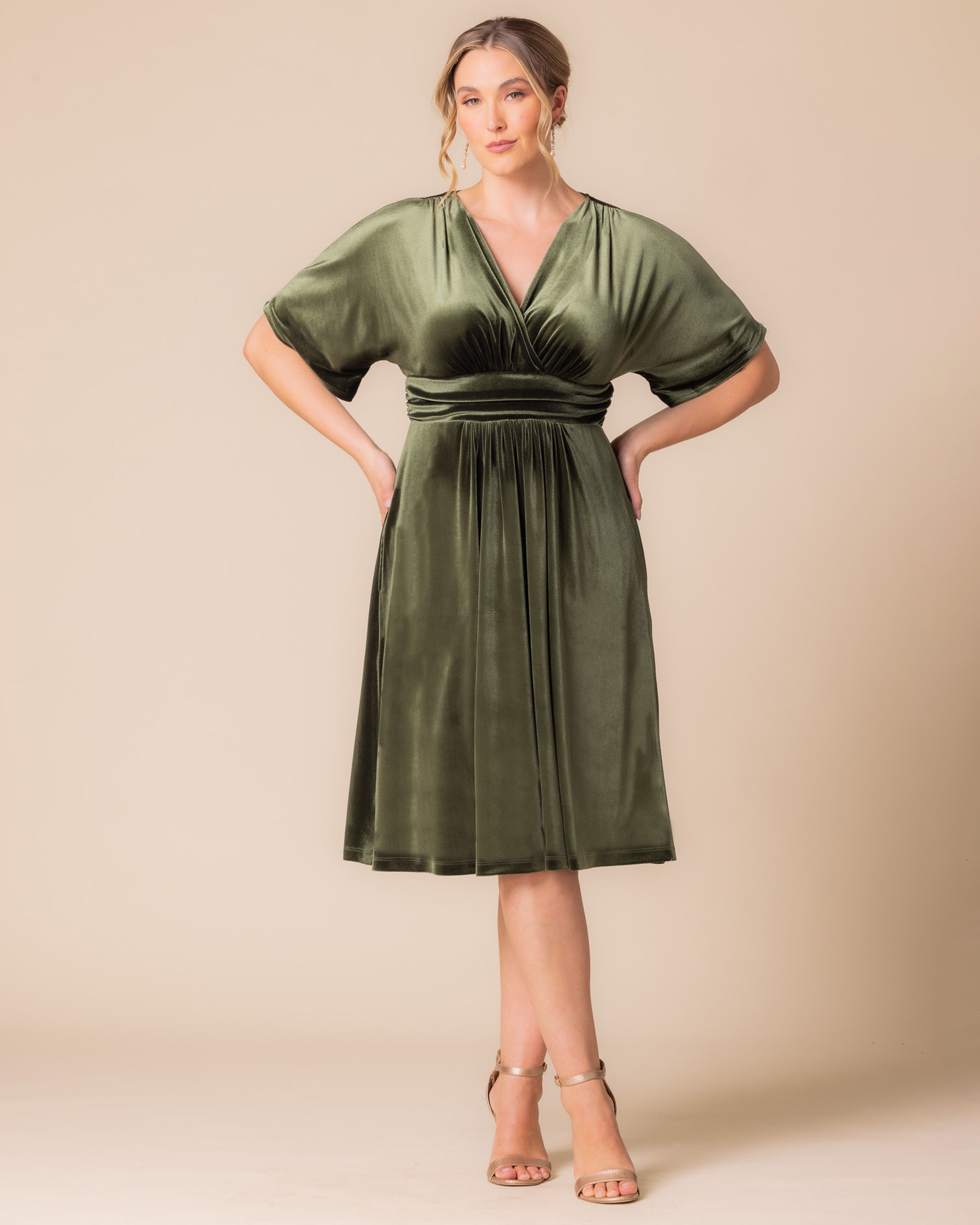 ANGELIC VELVET COCKTAIL DRESS, OLIVE / Olive Green, alternate image number 4