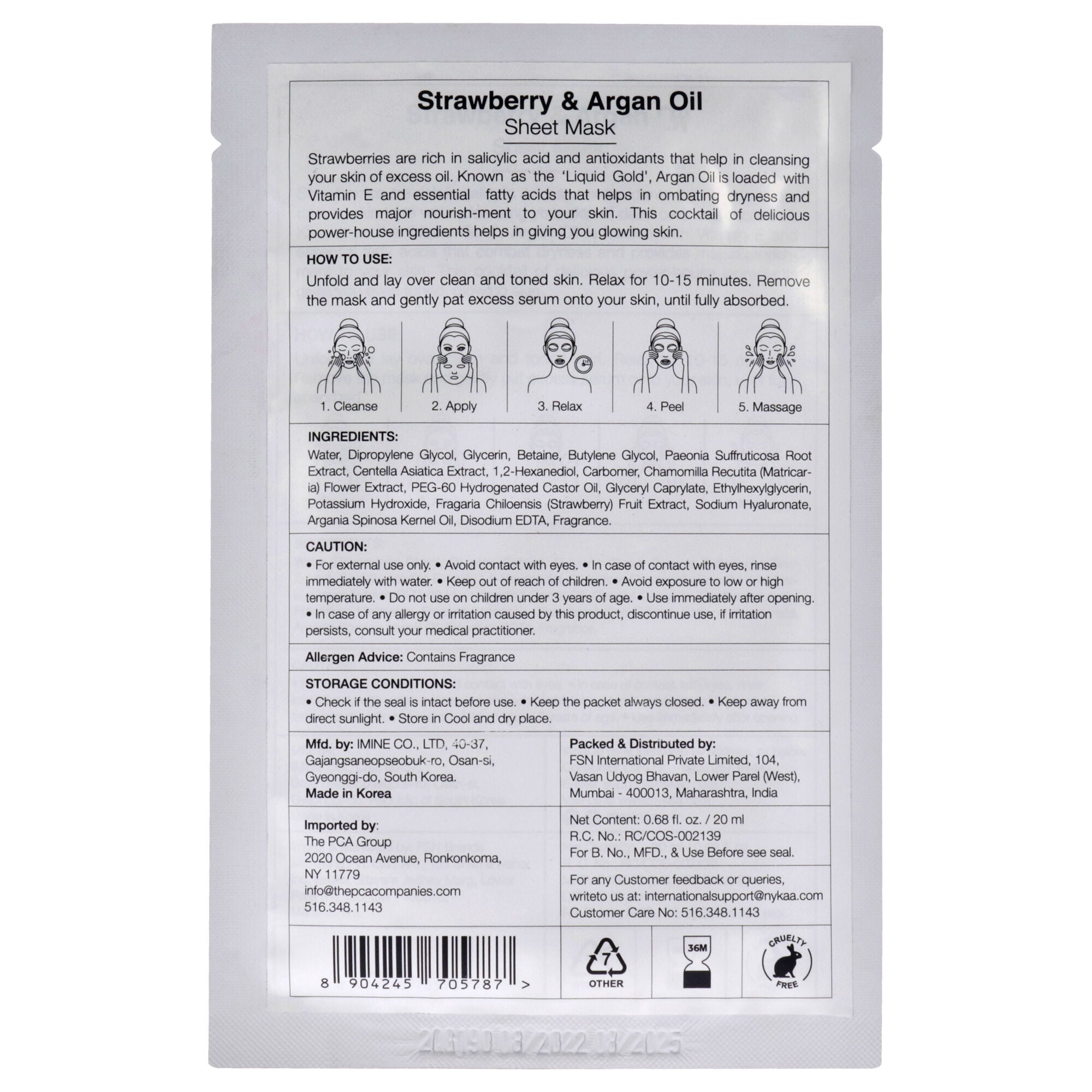 Skin Secrets Sheet Mask - Strawberry and Argan Oil by Nykaa Naturals for Women - 1 Pc Mask, See Description, alternate image number 1