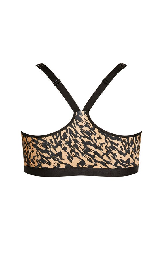 Zip Print Sports Bra - animal, , alternate image number null