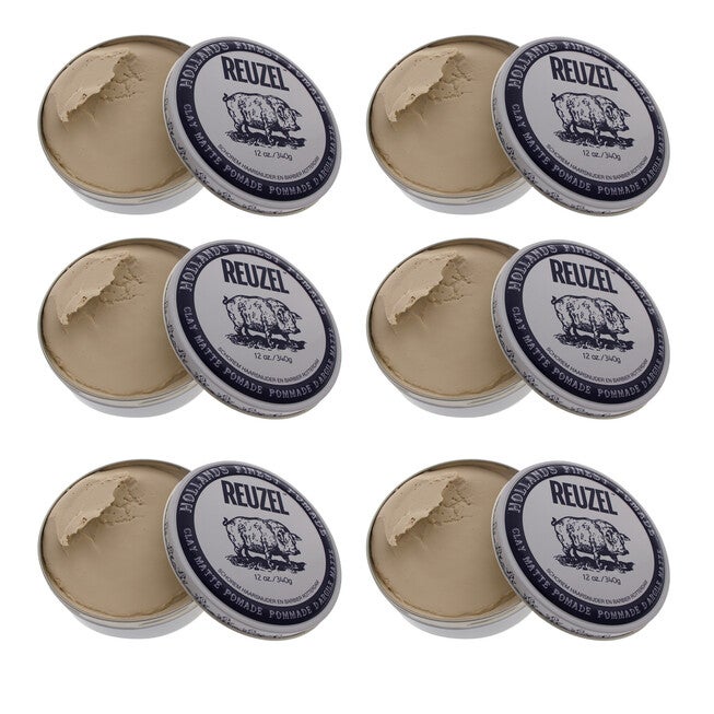 Clay Matte Pomade by Reuzel for Men - 12 oz Pomade - Pack of 6, NA, hi-res image number null