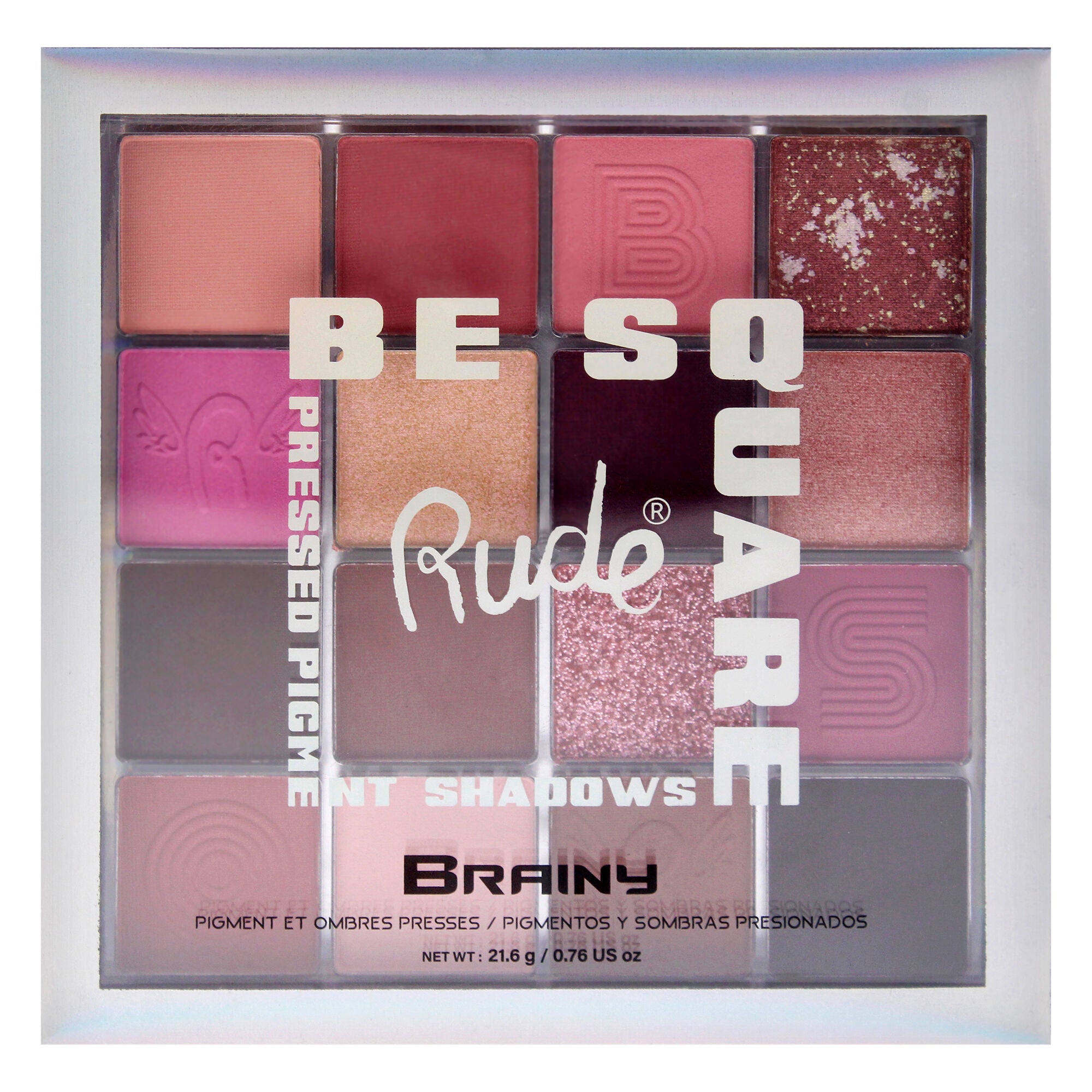 Be Square Pressed Pigments and Shadows - Brainy by Rude Cosmetics for Women - 0.76 oz Makeup, Multi, alternate image number 4