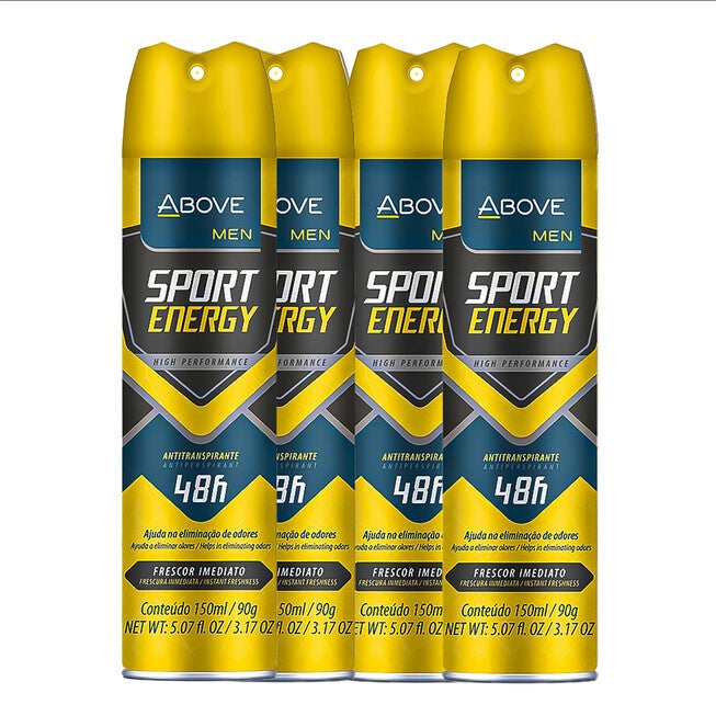 48 Hours Sport Energy Antiperspirant Deodorant by Above for Men - 3.17 oz Deodorant Spray - Pack of 4, NA, alternate image number null