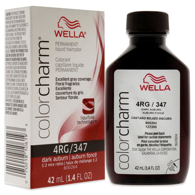Color Charm Permanent Liquid Hair Color - 347 4RG Dark Auburn by Wella for Unisex - 1.42 oz Hair Color, NA, alternate image number null