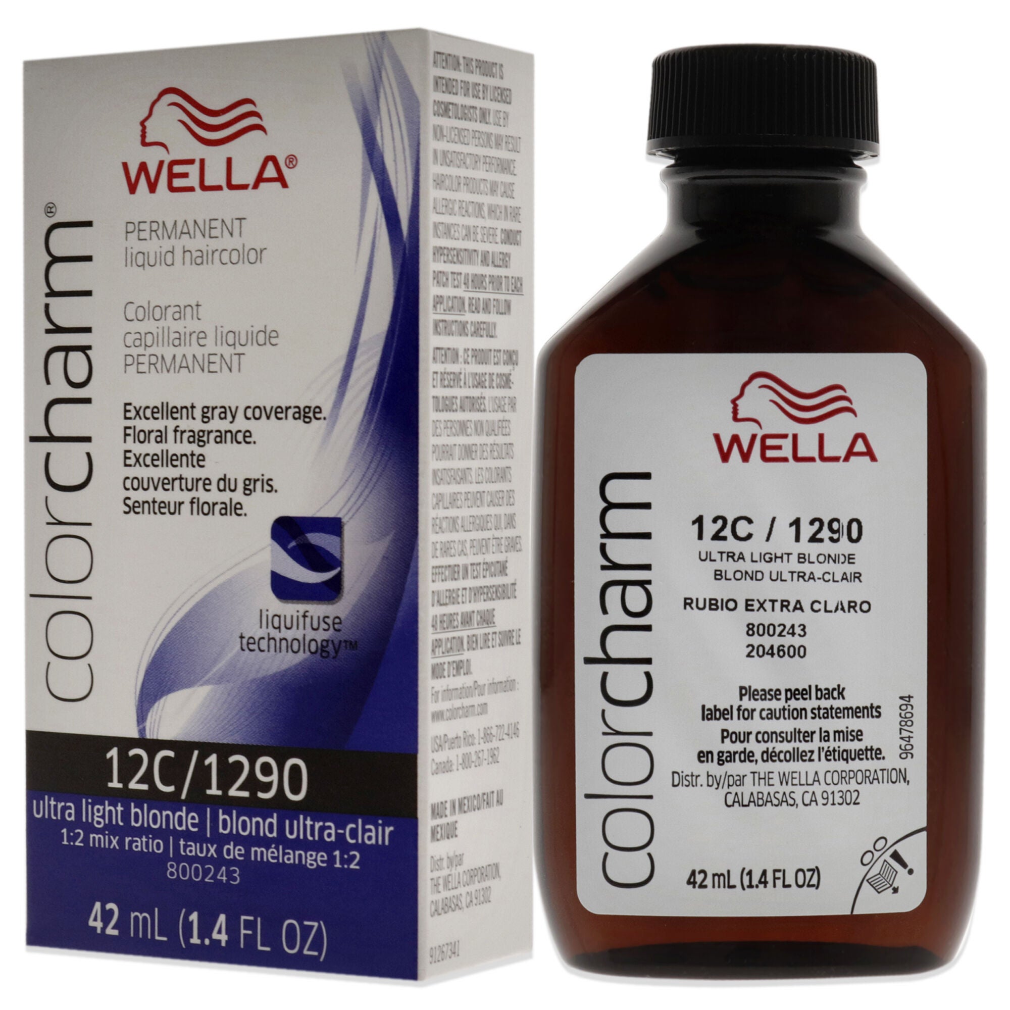 Color Charm Permanent Liquid Hair Color - 1290 12C Ultra Light Blonde by Wella for Unisex - 1.42 oz Hair Color, See Description, alternate image number 3