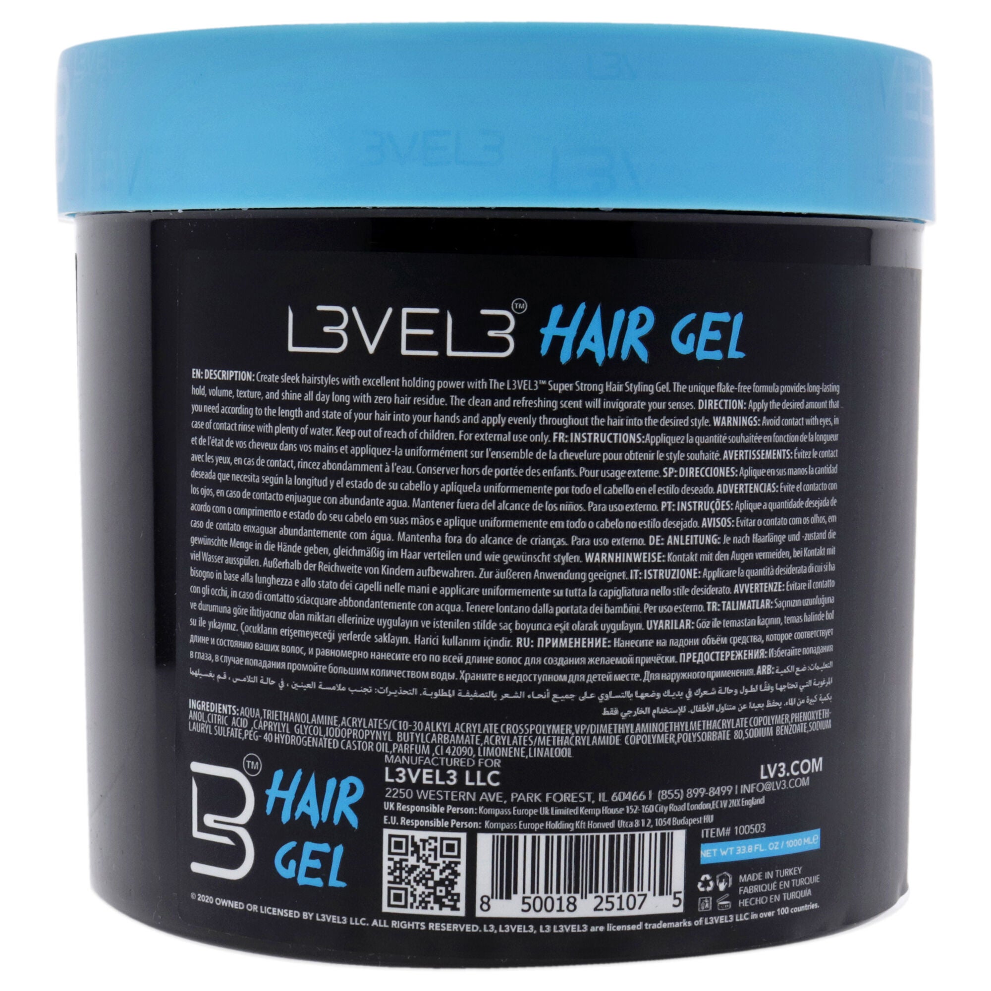 Super Strong Hair Gel by L3VEL3 for Men - 33.8 oz Gel, See Description, alternate image number 2