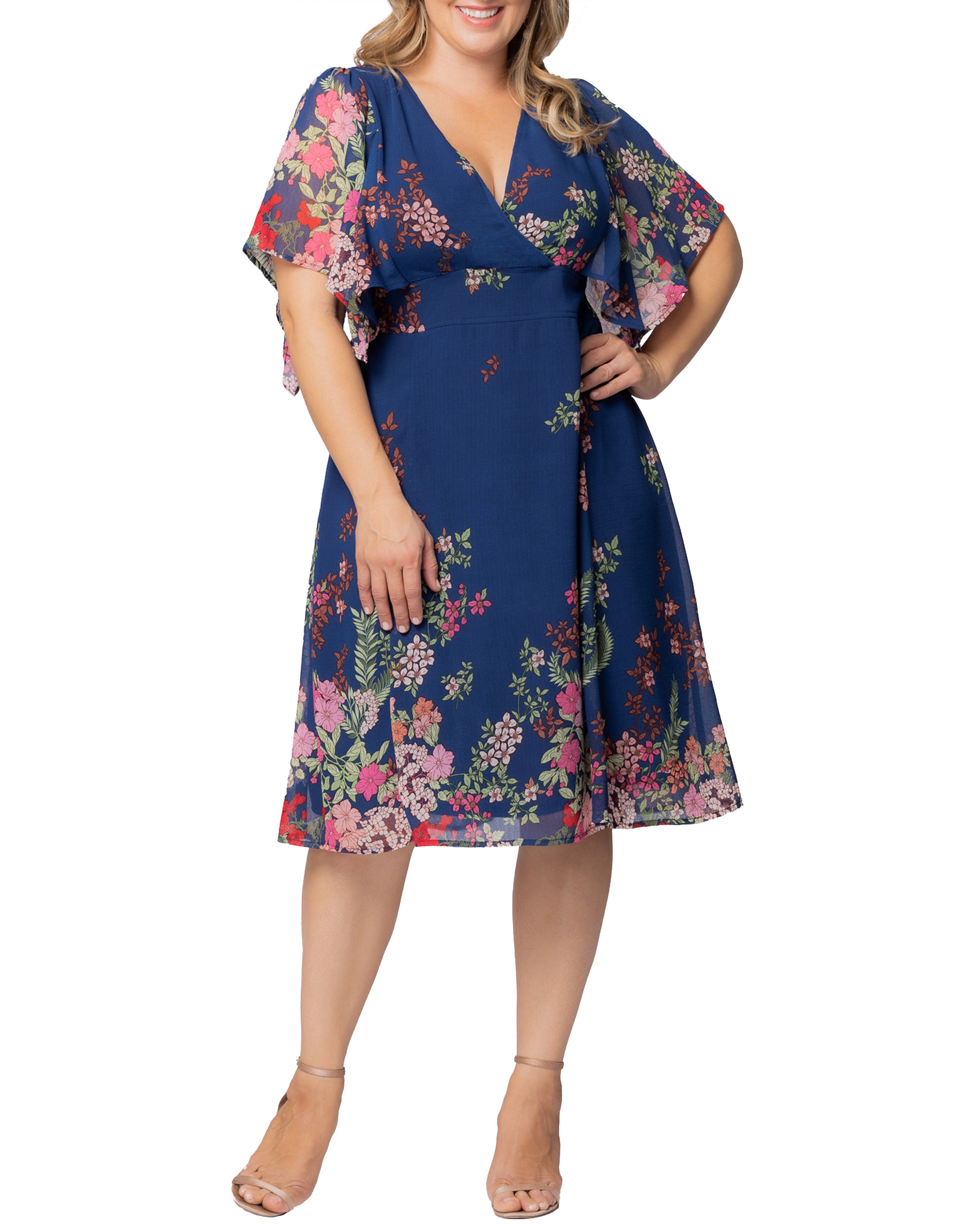 Breezy Border Print Cocktail Dress, TWILIGHT GARDEN BORDER / Royal Blue, hi-res image number 0