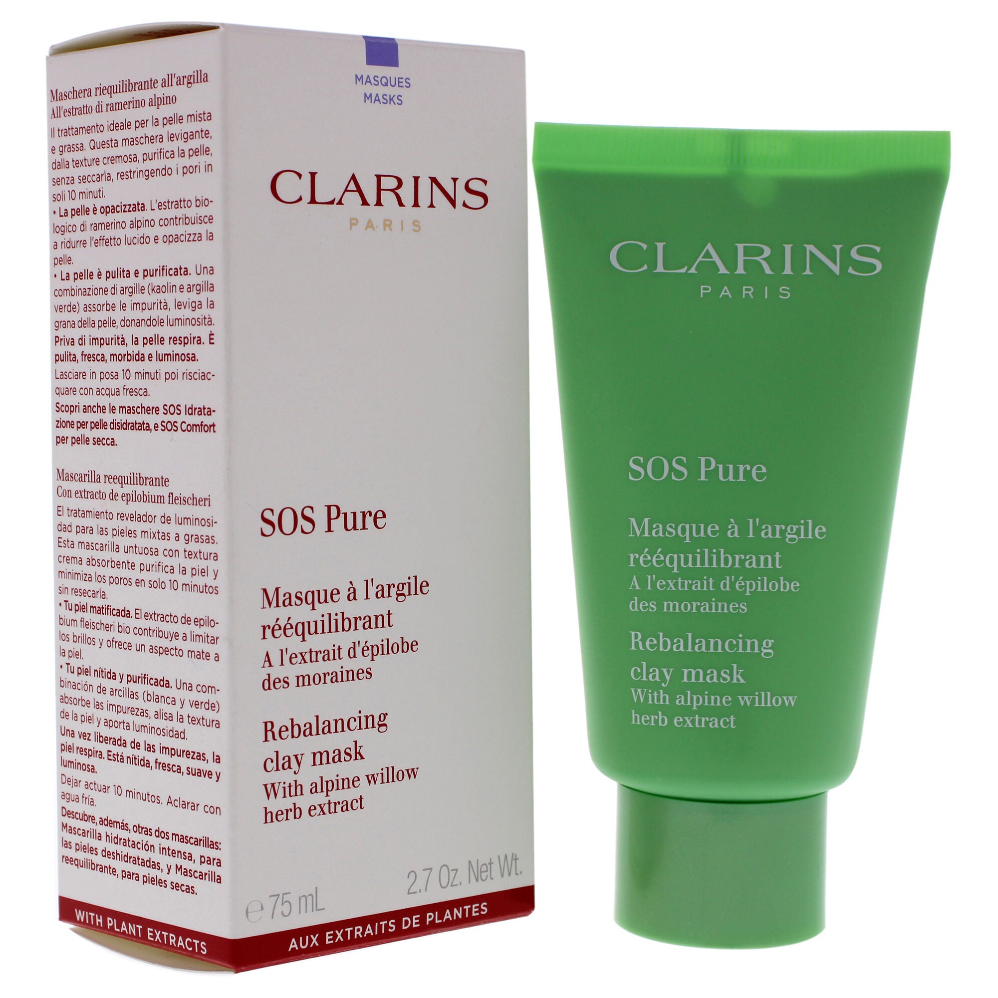 SOS Pure Rebalancing Clay Mask by Clarins for Women - 2.3 oz Mask, See Description, alternate image number 2