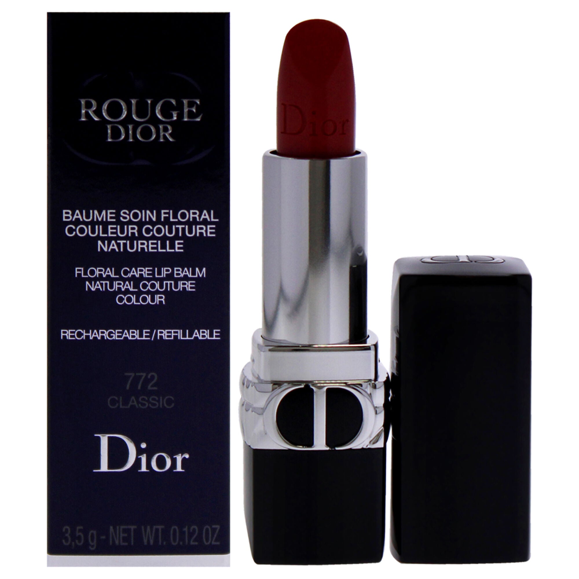 Rouge Dior Floral Care Lip Balm Satin - 772 Classic by Christian Dior for Women - 0.12 oz Lip Balm (Refillable), See Description, hi-res image number 0