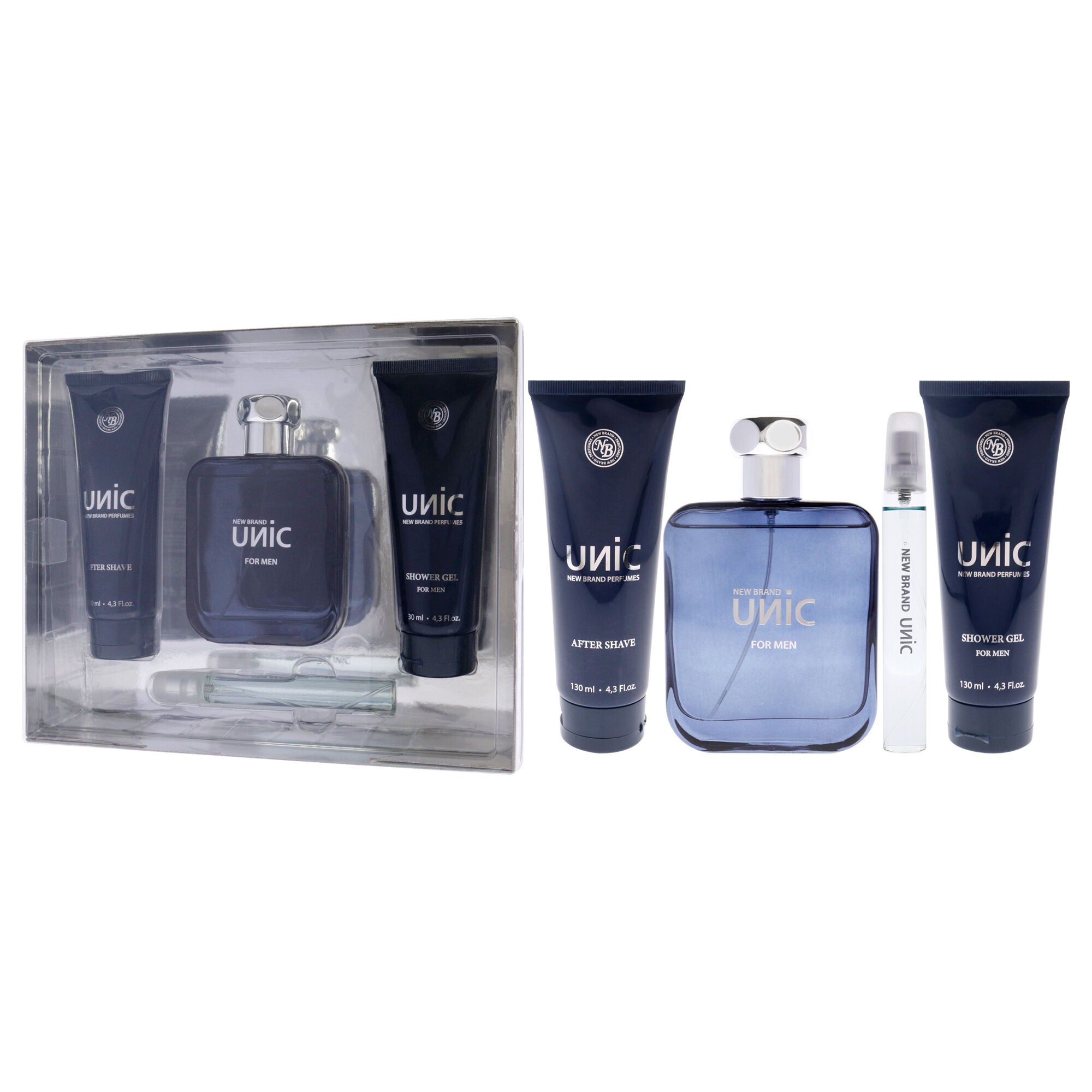 Unic by New Brand for Men - 4 Pc Gift Set 3.3oz EDT Spray, 0.5oz EDT Spray, 4.3oz Shower Gel, 4.3oz After Shave, , alternate image number 7