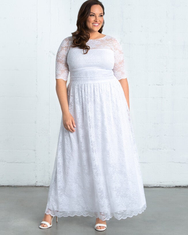 Lace Illusion Wedding Gown, White, hi-res image number 0