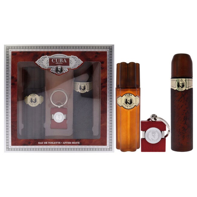 Cuba Gold by Cuba for Men - 3 Pc Gift Set 3.3oz EDT Spray, 3.3oz After Shave, Keychain, NA, hi-res image number null
