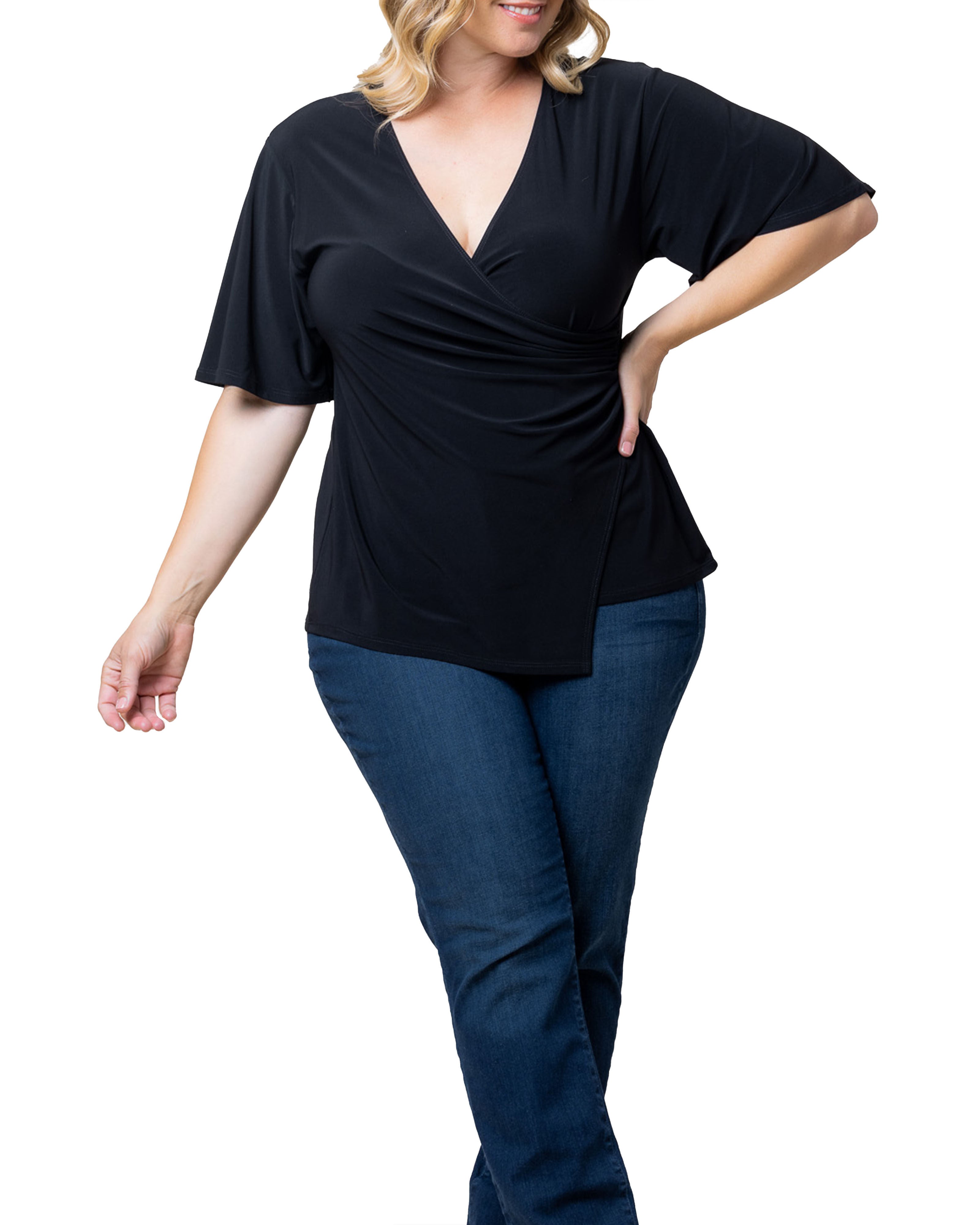 Stella Faux Wrap Top, BLACK NOIR / Black, hi-res image number 0